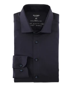 Heren overhemd lange mouw blauw