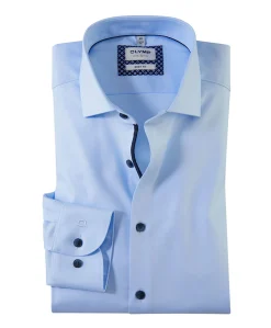 Heren overhemd lange mouw blauw