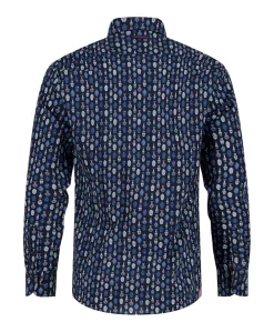 Heren overhemd lange mouw blauw