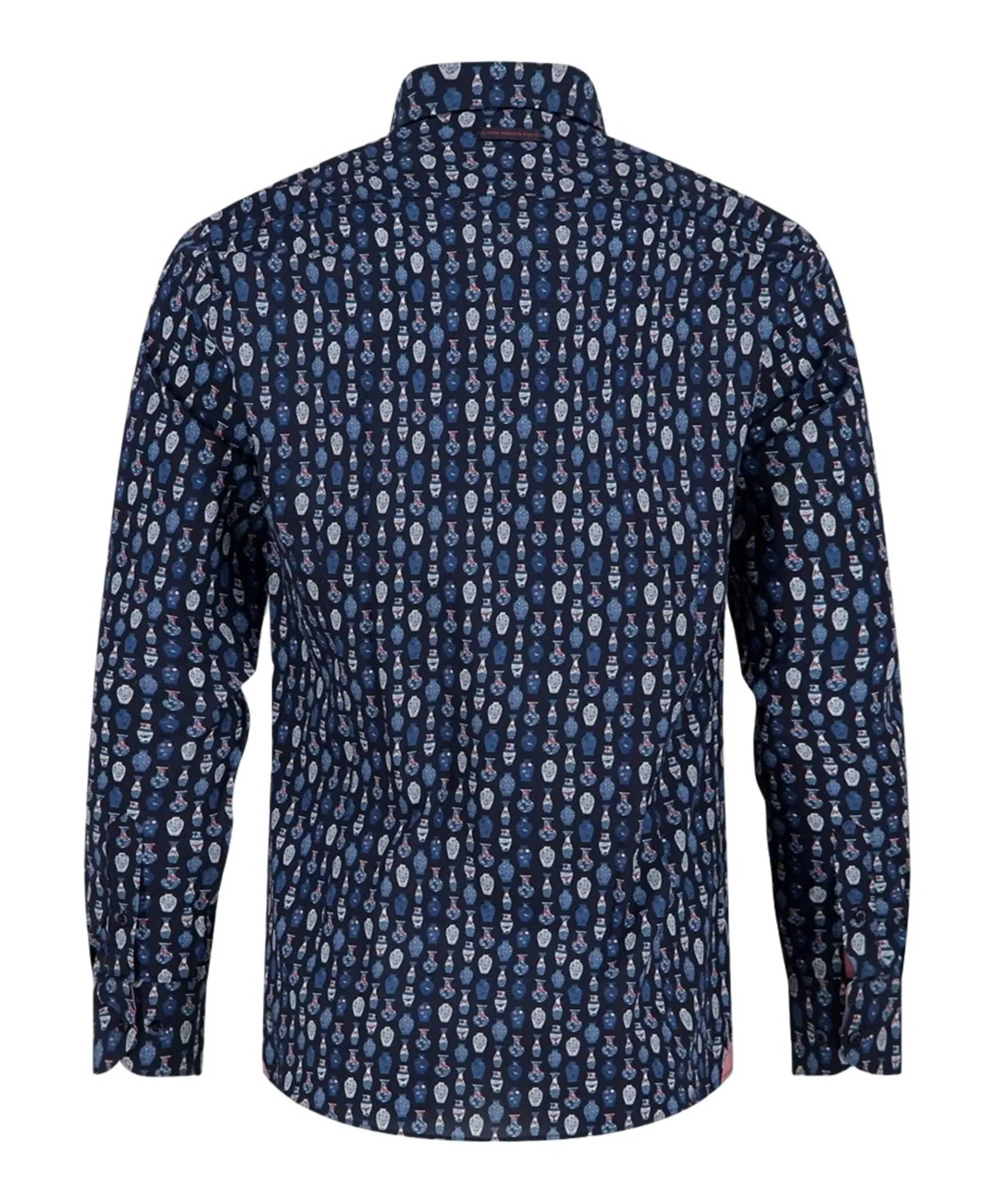 Heren overhemd lange mouw blauw