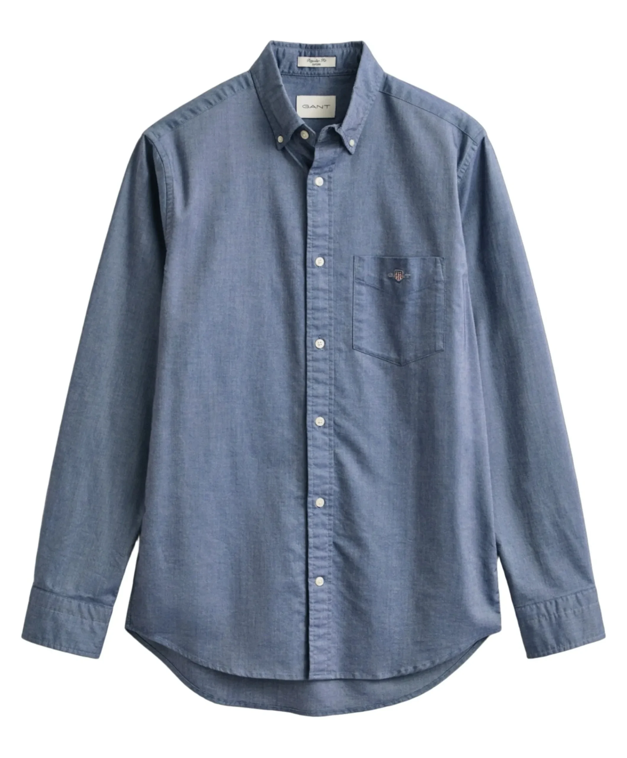 Heren overhemd lange mouw blauw