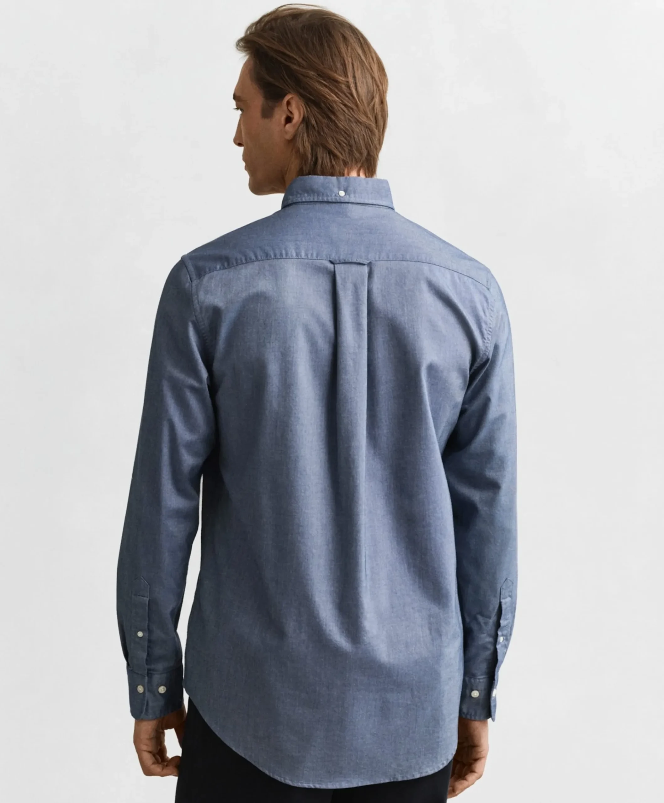 Heren overhemd lange mouw blauw