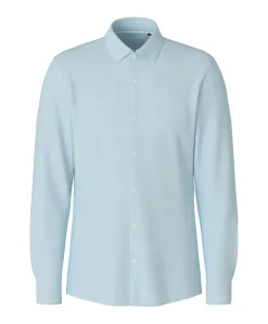 Heren overhemd lange mouw blauw