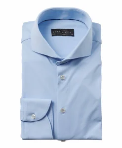 Heren overhemd lange mouw blauw