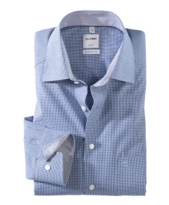 Heren overhemd lange mouw blauw