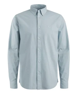 Heren overhemd lange mouw blauw