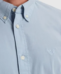 Heren overhemd lange mouw blauw