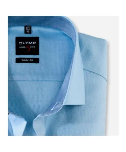 Heren overhemd lange mouw blauw