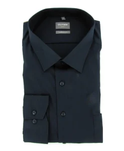 Heren overhemd lange mouw blauw