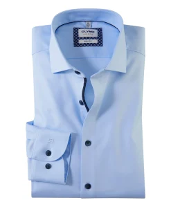 Heren overhemd lange mouw blauw