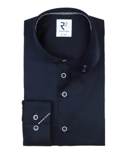 Heren overhemd lange mouw blauw