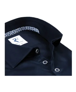 Heren overhemd lange mouw blauw