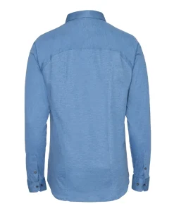 Heren overhemd lange mouw blauw