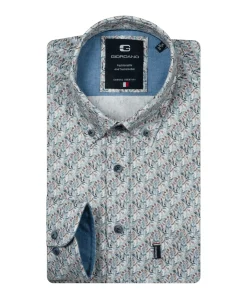 Heren overhemd lange mouw blauw