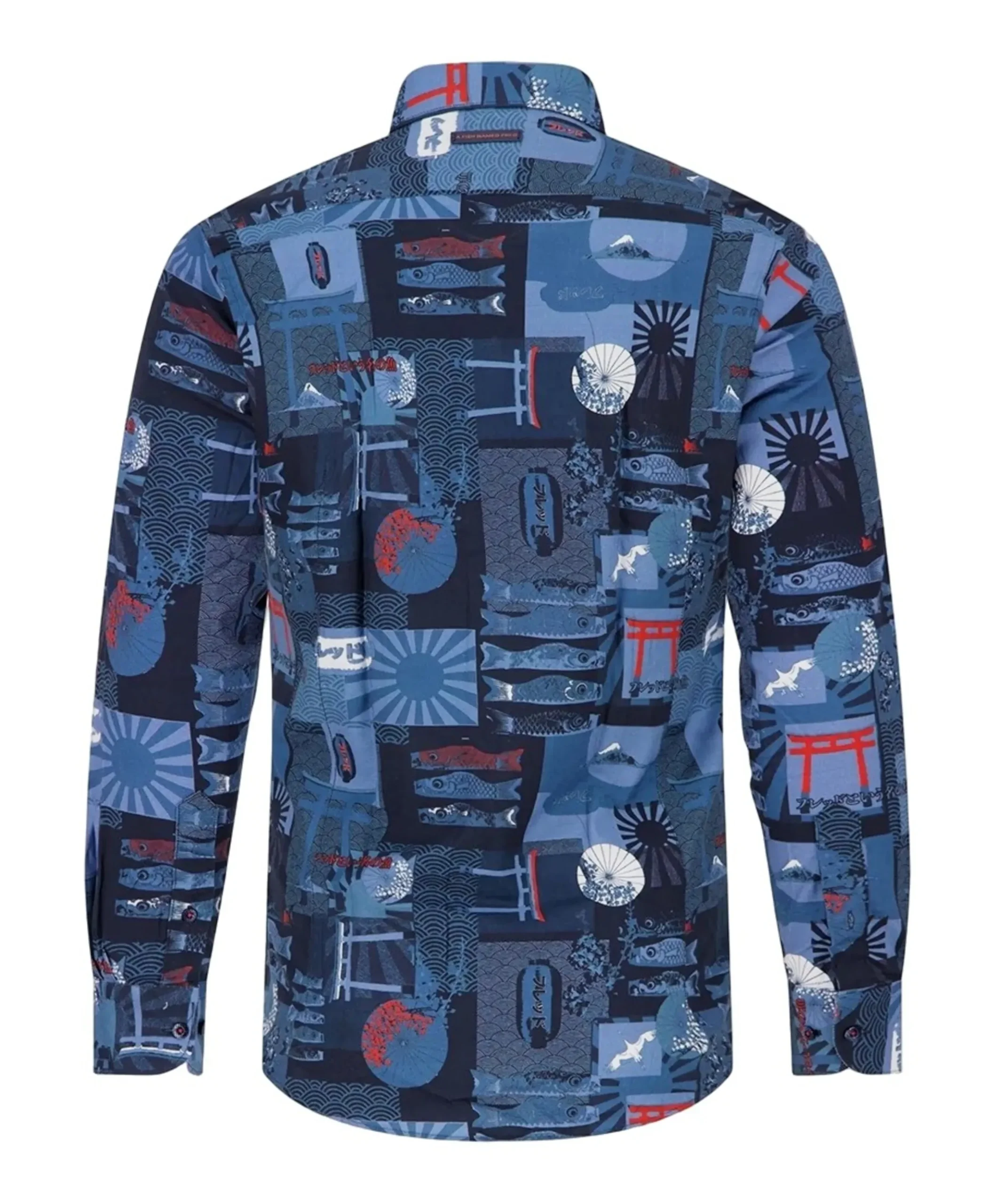 Heren overhemd lange mouw blauw