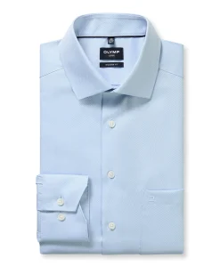 Heren overhemd lange mouw blauw