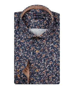 Heren overhemd lange mouw blauw
