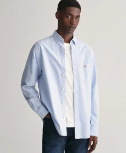 Heren overhemd lange mouw blauw