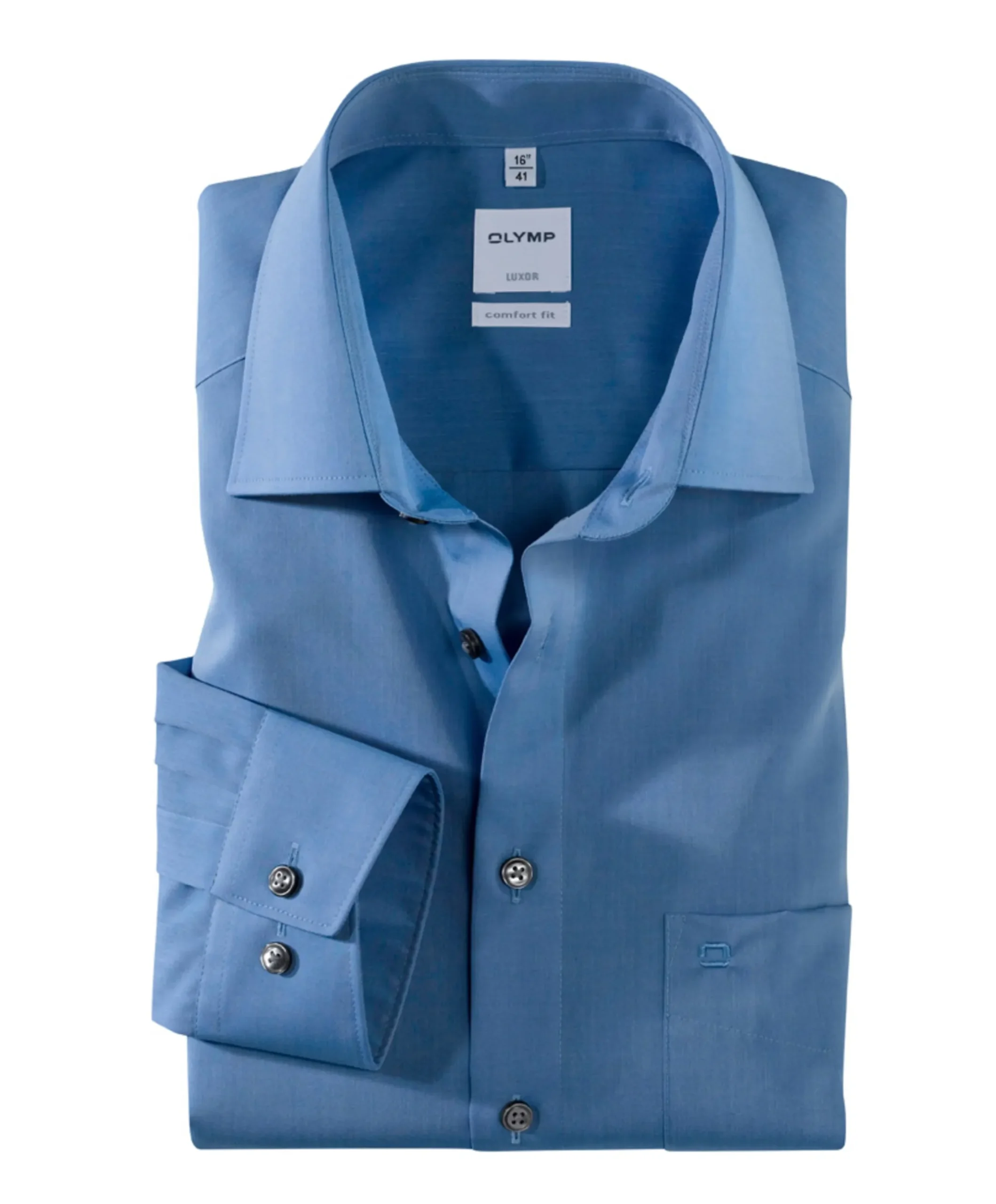 Heren overhemd lange mouw blauw