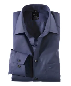 Heren overhemd lange mouw blauw