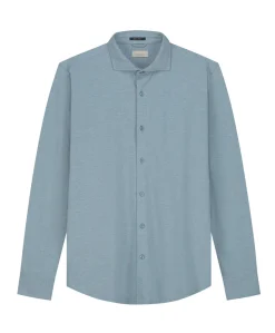 Heren overhemd lange mouw blauw
