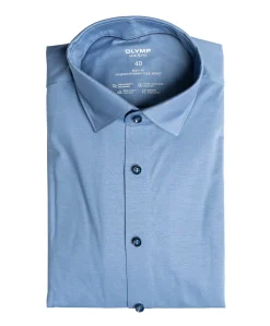 Heren overhemd lange mouw blauw