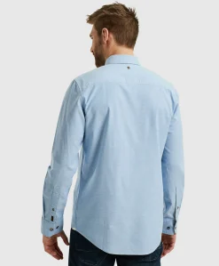Heren overhemd lange mouw blauw