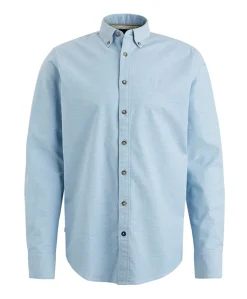 Heren overhemd lange mouw blauw
