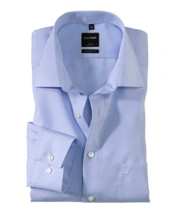 Heren overhemd lange mouw blauw