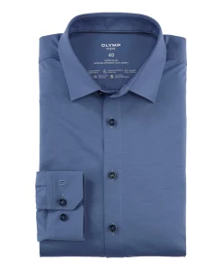 Heren overhemd lange mouw blauw