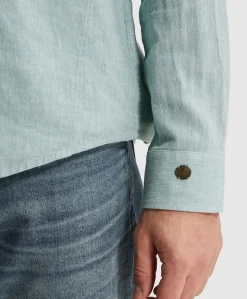 Heren overhemd lange mouw blauw