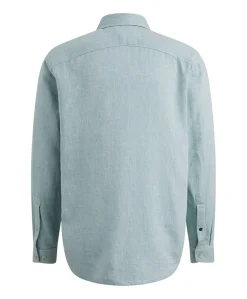 Heren overhemd lange mouw blauw