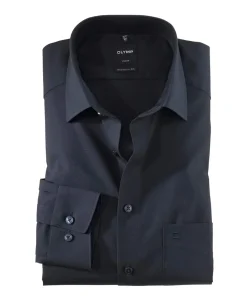 Heren overhemd lange mouw blauw