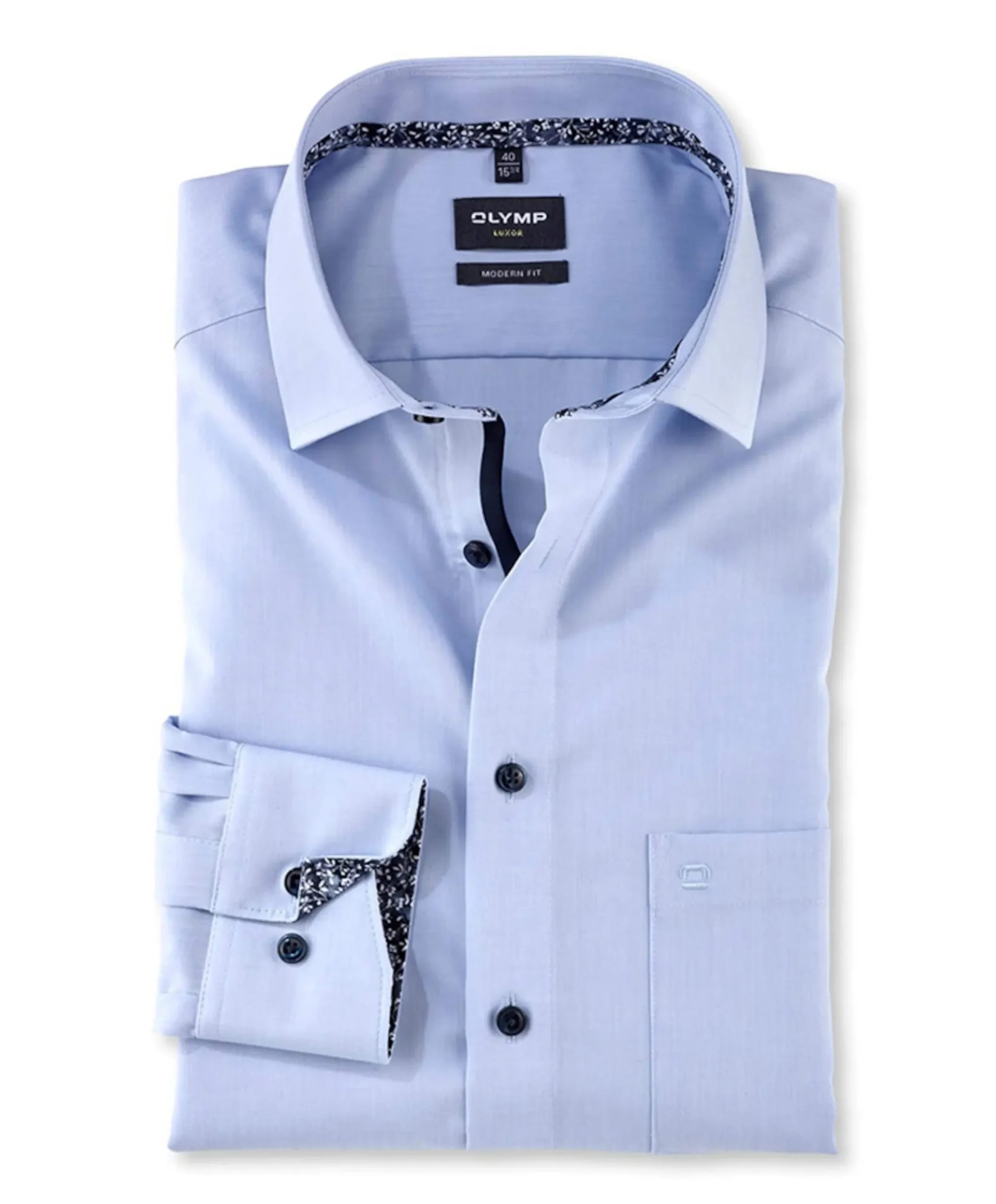 Heren overhemd lange mouw blauw