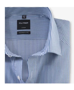 Heren overhemd lange mouw blauw