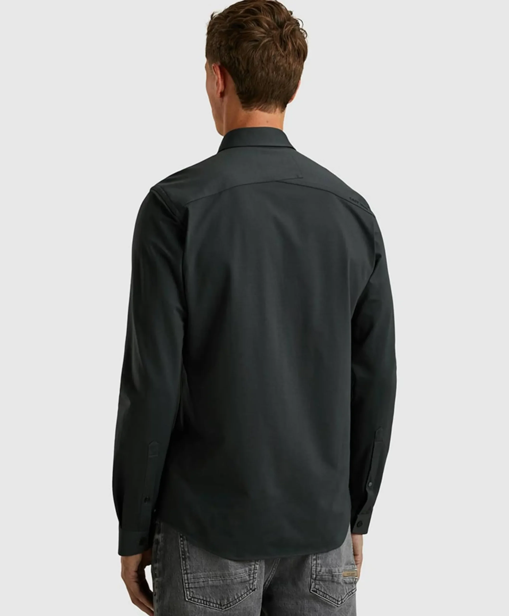 Heren overhemd lange mouw blauw