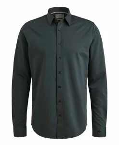 Heren overhemd lange mouw blauw