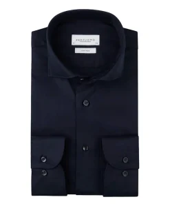 Heren overhemd lange mouw blauw