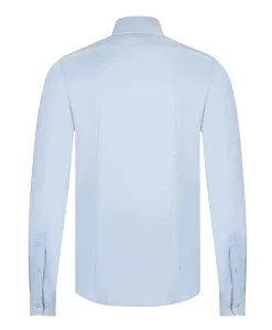 Heren overhemd lange mouw blauw
