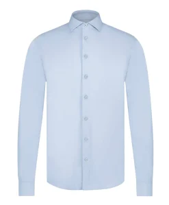 Heren overhemd lange mouw blauw