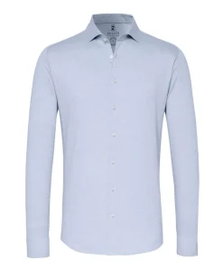 Heren overhemd lange mouw blauw