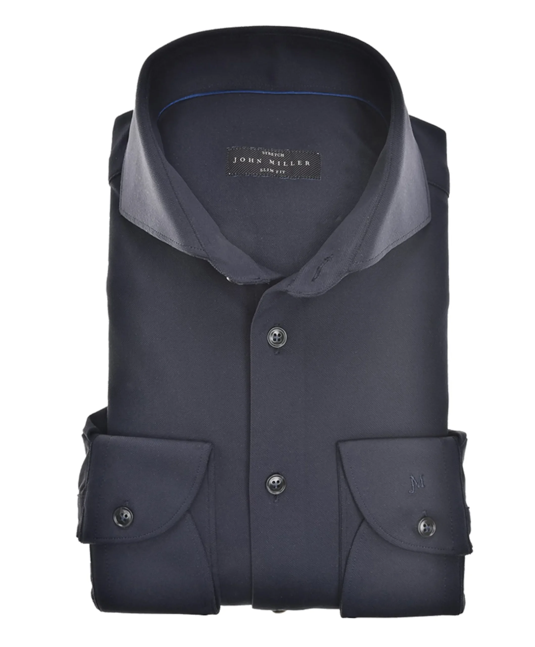 Heren overhemd lange mouw blauw