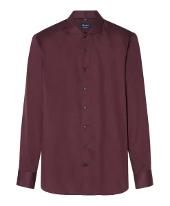 Heren overhemd lange mouw bordeaux