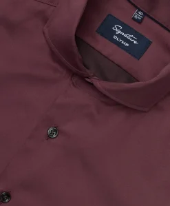 Heren overhemd lange mouw bordeaux