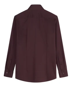 Heren overhemd lange mouw bordeaux