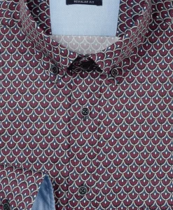 Heren overhemd lange mouw bordeaux