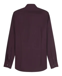 Heren overhemd lange mouw bordeaux