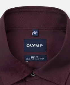 Heren overhemd lange mouw bordeaux