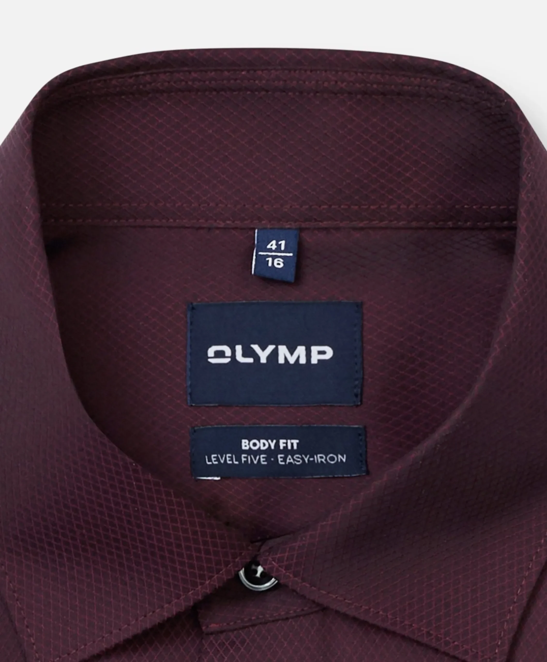Heren overhemd lange mouw bordeaux