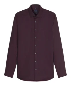 Heren overhemd lange mouw bordeaux